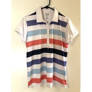 Adidas Climacool Golf Polo Shirt Striped Vented Armpits Stretch Women's Large